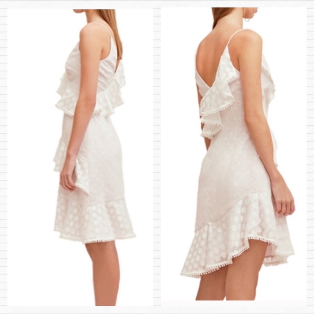 Keepsake See You Now Ivory Polka Dot Asymmetrical Ruffle Dress XS - Picture 15 of 16